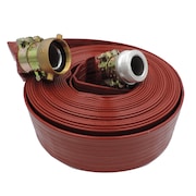 HYDROMAXX 2"x100Ft High Pressure Red Lay Flat Discharge Hose with Pin Lugs RLF200100WC